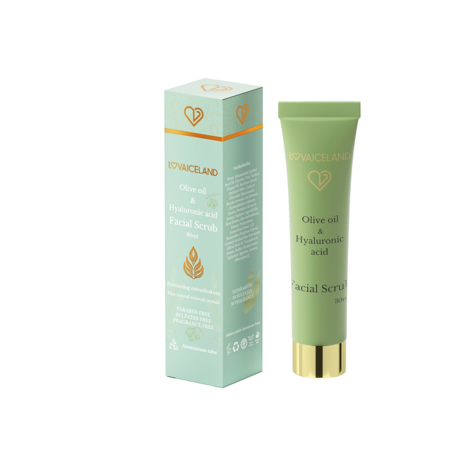 Ólífuolíu &amp; Hýalúrónsýru Andlitsskrúbbur (30ml)